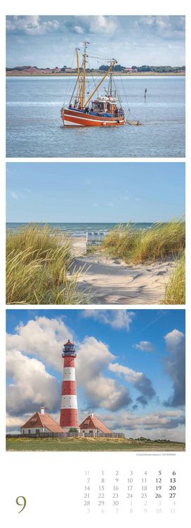 Strandgeflüster - Momente am Meer 2026 - Streifenkalender XXL 25x69 cm - Bildkalender im Hochformat - Wandkalender - Wandplaner - Strandkalender - Deu