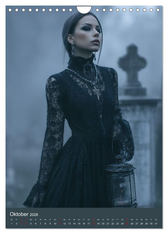 Produktbild: Gothic Girls - d&uuml;stere Frauen in schwarzer Gothic-Kleidung (Wandkalender 2026 DIN A4 hoch), CALVENDO Monatskalender