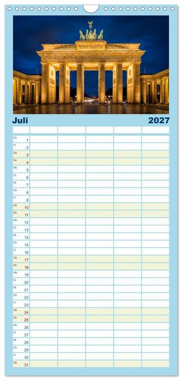 Produktbild: Familienplaner 2027 - Eine Reise durch Berlin bei Nacht mit 5 Spalten (Wandkalender, 21 x 45 cm) CALVENDO