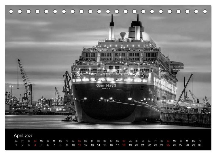 Produktbild: Hamburg monochrome Impressionen (Tischkalender 2027 DIN A5 quer), CALVENDO Monatskalender