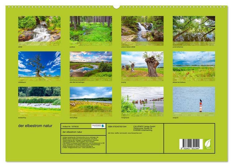 Produktbild: der elbestrom natur (hochwertiger Premium Wandkalender 2026 DIN A2 quer), Kunstdruck in Hochglanz