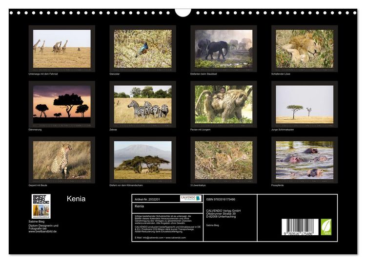 Produktbild: Kenia (Wandkalender 2026 DIN A3 quer), CALVENDO Monatskalender