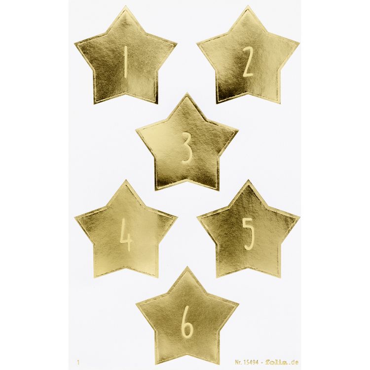 Produktbild: FOLIA&reg; Schmucketiketten Adventskalender 1-24, Stars Gold
