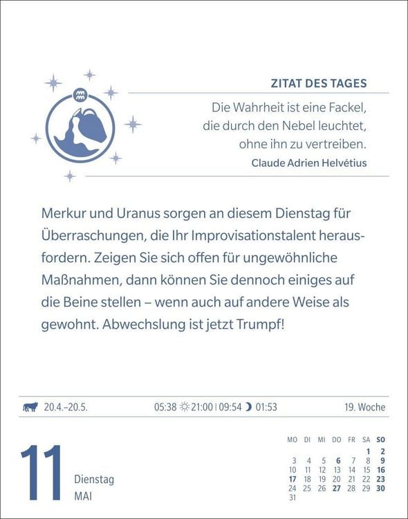 Produktbild: Wassermann Sternzeichenkalender 2027 - Tagesabrei&szlig;kalender - Ihr Horoskop f&uuml;r jeden Tag
