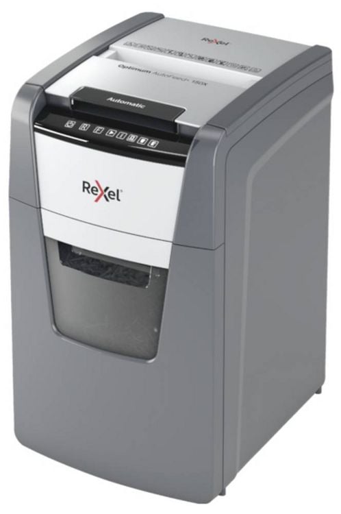 Produktbild: Rexel Optimum AutoFeed+ 150X Aktenvernichter 150 Blatt Mikroschnitt 4 x 28 mm P-4 44 l Vernichtet auch B&uuml;roklammern, Heftklammern, Kreditkarte
