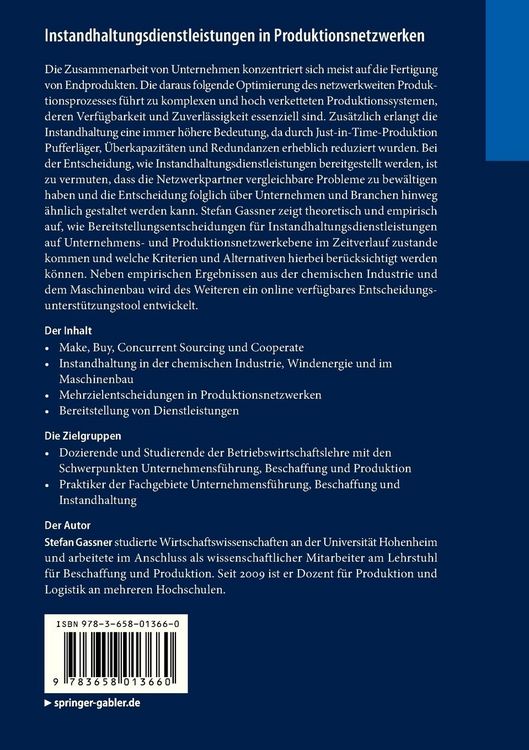 Produktbild: Instandhaltungsdienstleistungen in Produktionsnetzwerken