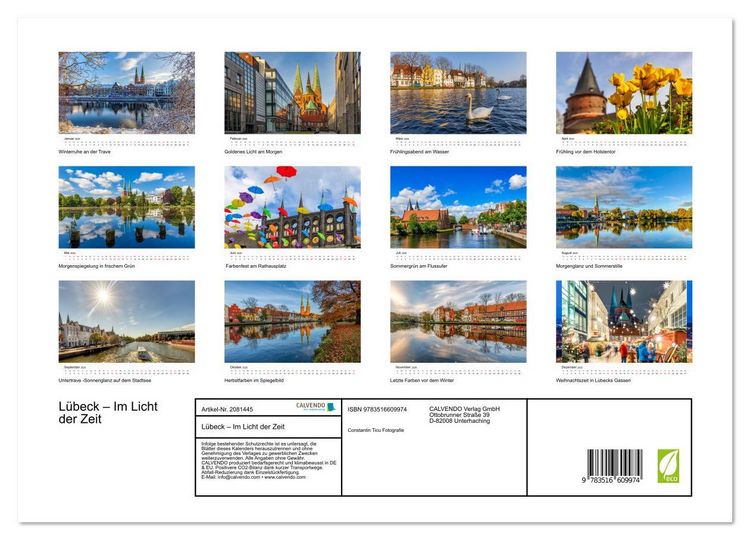 Produktbild: L&uuml;beck &ndash; Im Licht der Zeit (hochwertiger Premium Wandkalender 2026 DIN A2 quer), Kunstdruck in Hochglanz