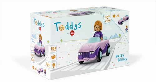 Produktbild: SIKU 0102 - Toddys, Betty Blinky, Spielzeugauto mit R&uuml;ckziehmotor und Spielfigur, rosa/lila