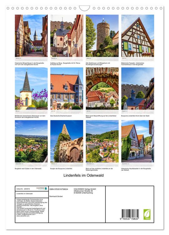 Produktbild: Lindenfels im Odenwald (Wandkalender 2027 DIN A3 hoch), CALVENDO Monatskalender