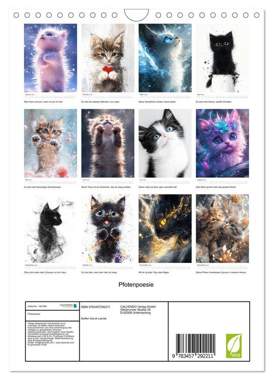 Produktbild: Pfotenpoesie (Wandkalender 2026 DIN A4 hoch), CALVENDO Monatskalender