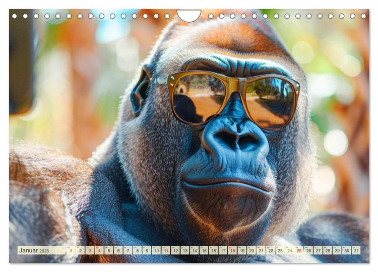 Produktbild: Affige Selfies. Tierisch witziges aus dem Dschungel (Wandkalender 2026 DIN A4 quer), CALVENDO Monatskalender