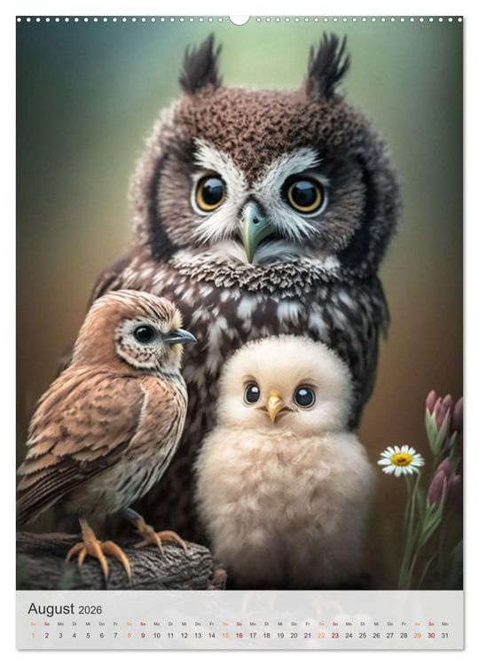 Produktbild: Eulenfamilie (hochwertiger Premium Wandkalender 2026 DIN A2 hoch), Kunstdruck in Hochglanz