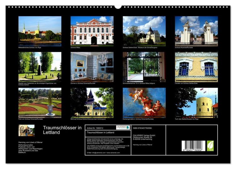Produktbild: Traumschl&ouml;sser in Lettland (hochwertiger Premium Wandkalender 2026 DIN A2 quer), Kunstdruck in Hochglanz