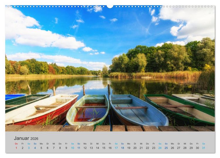 Produktbild: See- und Flu&szlig;landschaften in Brandenburg (hochwertiger Premium Wandkalender 2026 DIN A2 quer), Kunstdruck in Hochglanz