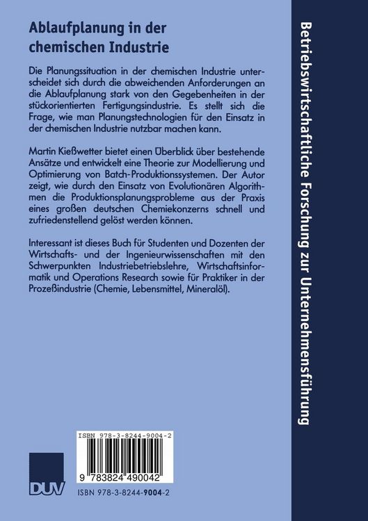 Produktbild: Ablaufplanung in der chemischen Industrie