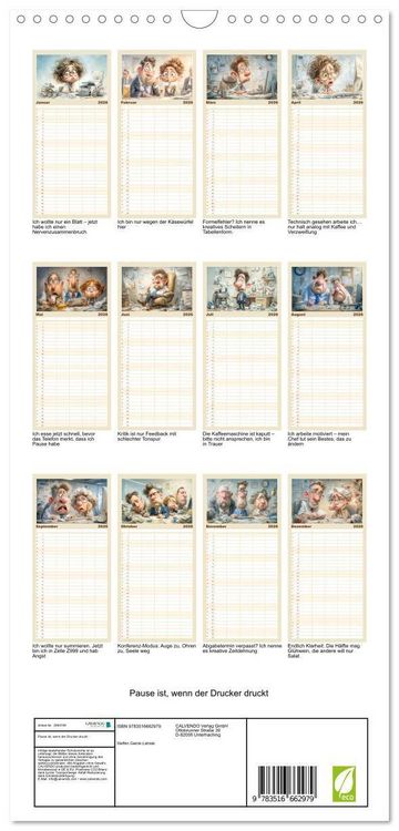 Produktbild: Familienplaner 2026 - Pause ist, wenn der Drucker druckt mit 5 Spalten (Wandkalender, 21 x 45 cm) CALVENDO