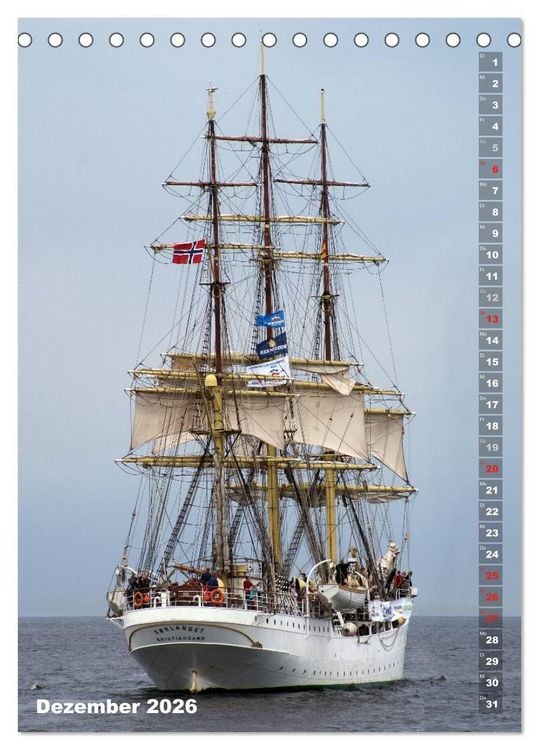 Produktbild: Segelromantik - Gro&szlig;segler auf der Ostsee (Tischkalender 2026 DIN A5 hoch), CALVENDO Monatskalender