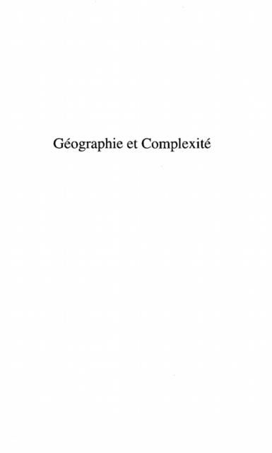 Produktbild: Geographie et complexite: les espaces