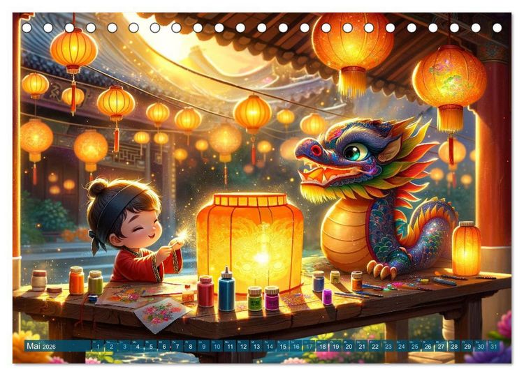 Produktbild: M&ouml;nch und Drache: Vier Jahreszeiten im Tempelgarten (Tischkalender 2026 DIN A5 quer), CALVENDO Monatskalender