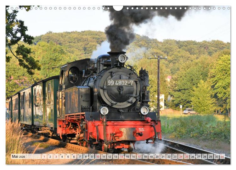 Produktbild: Mit Dampf &uuml;ber die Insel R&uuml;gen (Wandkalender 2026 DIN A3 quer), CALVENDO Monatskalender