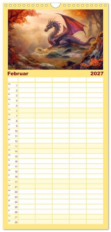 Produktbild: Familienplaner 2027 - Im Land der sch&ouml;nen Drachen mit 5 Spalten (Wandkalender, 21 x 45 cm) CALVENDO