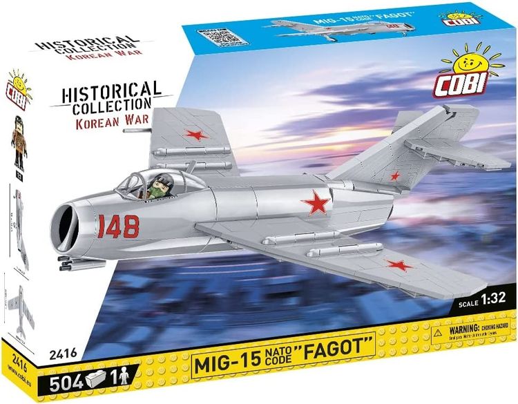 Produktbild: COBI Historical Collection 2416 - MiG-15 Fagot, D&uuml;senj&auml;ger, Korean War, 504 Klemmbausteine, 1 Figur