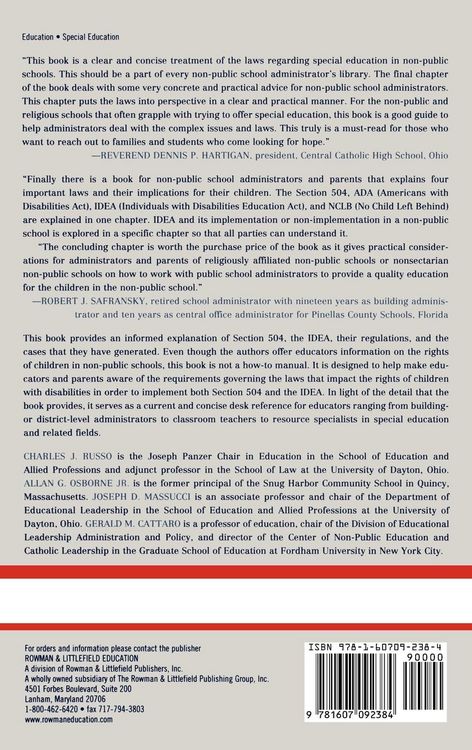 Produktbild: Law of Special Education and Non-Public Schools