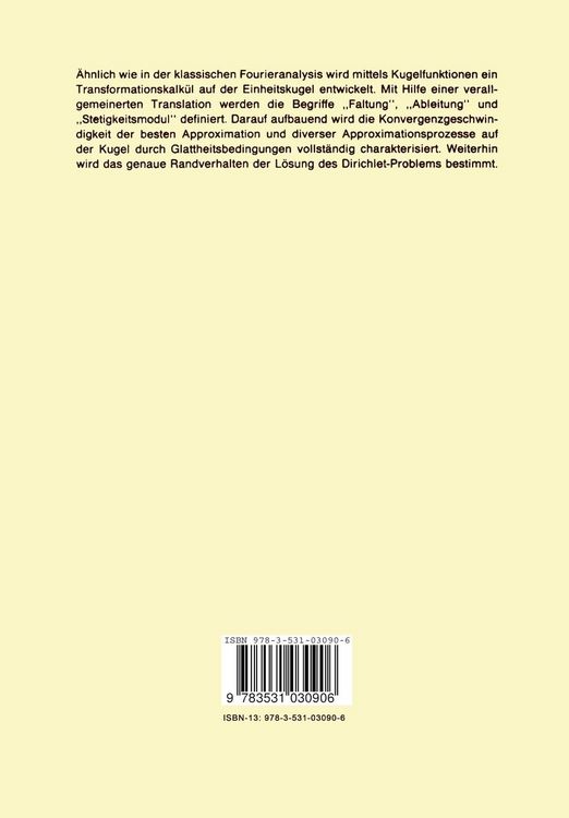 Produktbild: Approximationstheorie auf der Einheitskugel im R3