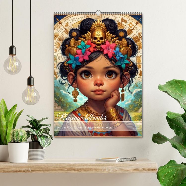 Produktbild: Regenwaldkinder - Ein vom Leben der Mayas inspierter Kinderkalender (Wandkalender 2026 DIN A2 hoch), CALVENDO Monatskalender