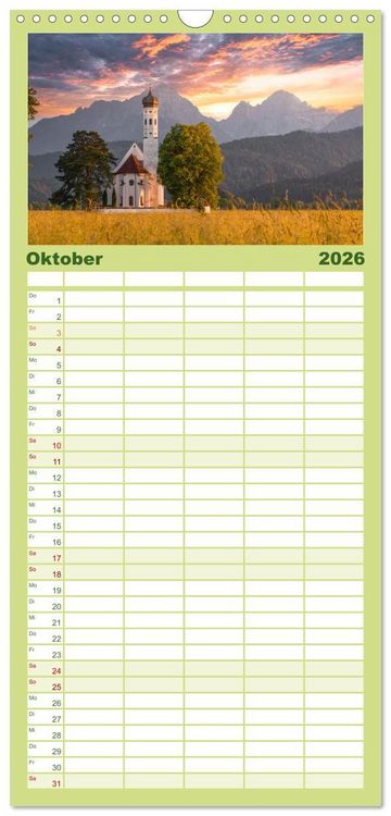 Produktbild: Familienplaner 2026 - Verzauberte Bergwelten mit 5 Spalten (Wandkalender, 21 x 45 cm) CALVENDO