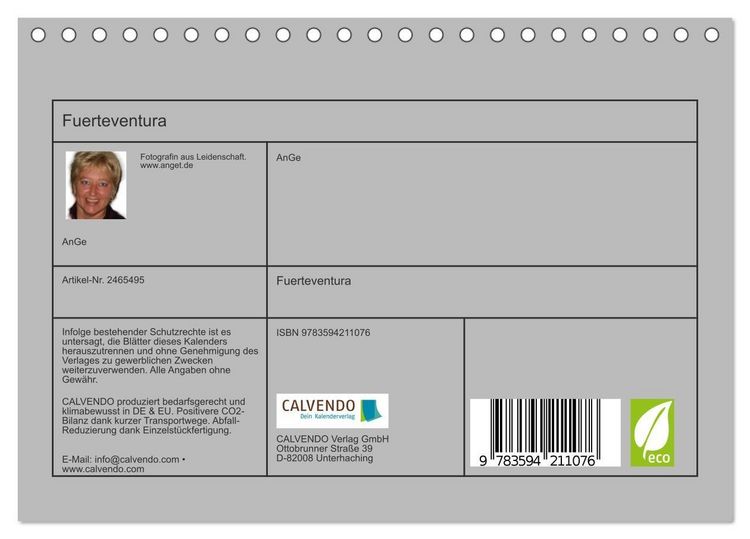 Produktbild: Fuerteventura (Tischkalender 2027 DIN A5 quer), CALVENDO Monatskalender