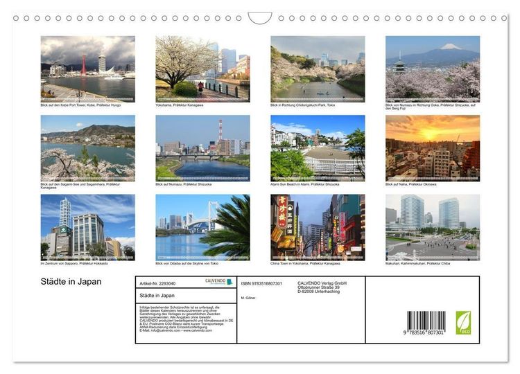 Produktbild: St&auml;dte in Japan (Wandkalender 2027 DIN A3 quer), CALVENDO Monatskalender