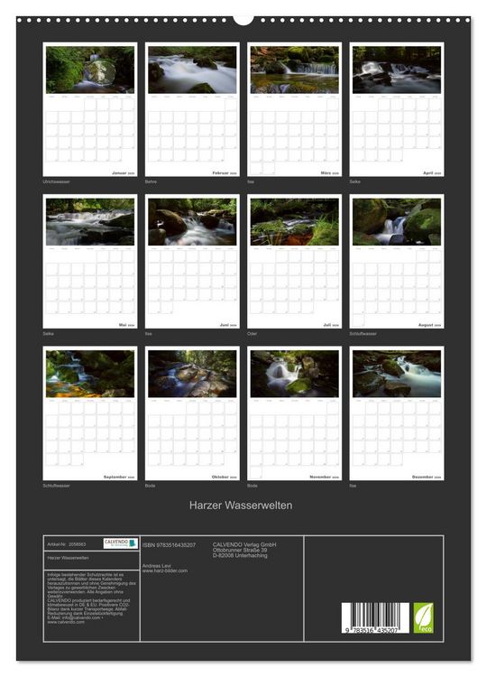 Produktbild: Harzer Wasserwelten (hochwertiger Premium Wandkalender 2026 DIN A2 hoch), Kunstdruck in Hochglanz