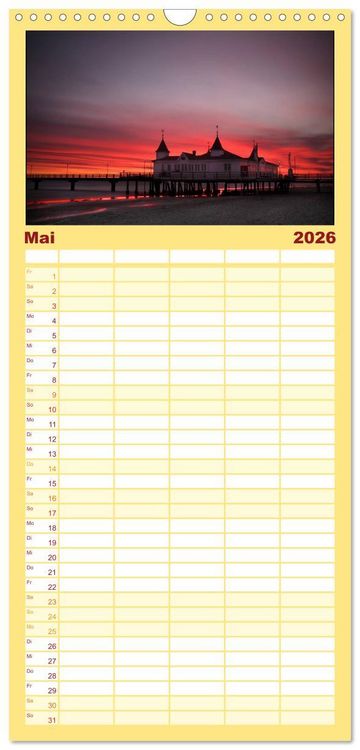 Produktbild: Familienplaner 2026 - Usedom 2026 Rendezvous zwischen Ahlbeck und Heringsdorf mit 5 Spalten (Wandkalender, 21 x 45 cm) CALVENDO