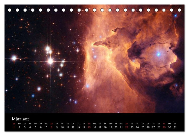 Produktbild: Der Weltraum. Spektakul&auml;re Gasnebel und Galaxien (Tischkalender 2026 DIN A5 quer), CALVENDO Monatskalender