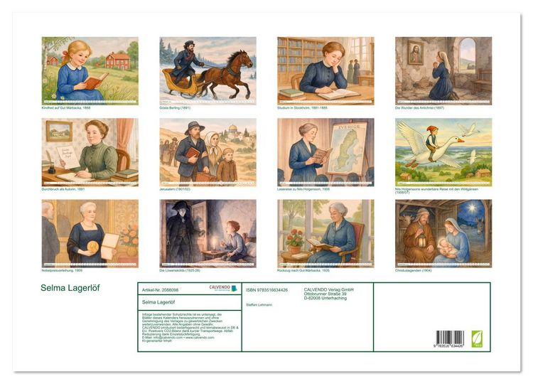 Produktbild: Selma Lagerl&ouml;f (Wandkalender 2026 DIN A2 quer), CALVENDO Monatskalender