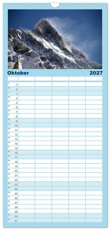 Produktbild: Familienplaner 2027 - Schweizer Berggipfel mit 5 Spalten (Wandkalender, 21 x 45 cm) CALVENDO