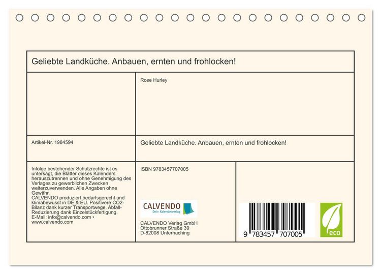 Produktbild: Geliebte Landk&uuml;che. Anbauen, ernten und frohlocken! (Tischkalender 2026 DIN A5 quer), CALVENDO Monatskalender