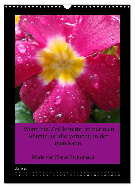 Produktbild: Lebensweisheiten mit Blumigen Gr&uuml;&szlig;en (Wandkalender 2026 DIN A3 hoch), CALVENDO Monatskalender