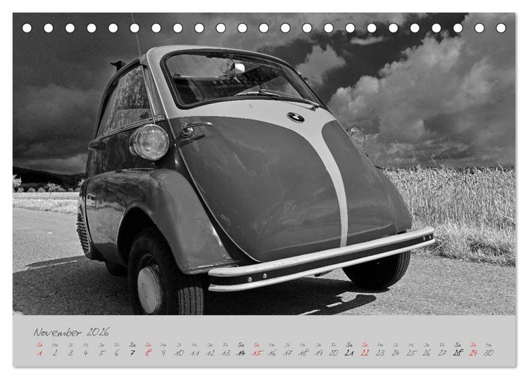 Produktbild: BMW Isetta 300 in schwarzwei&szlig; (Tischkalender 2026 DIN A5 quer), CALVENDO Monatskalender