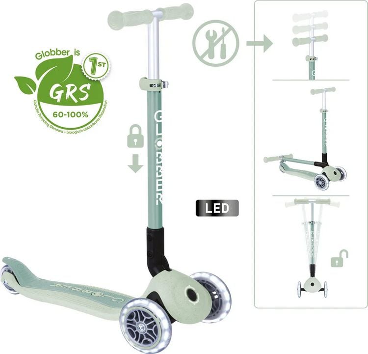 Produktbild: GLOBBER PRIMO FOLDABLE LIGHTS ECO pistaz