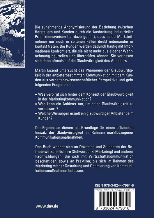 Produktbild: Glaubw&uuml;rdigkeit in der Marketingkommunikation