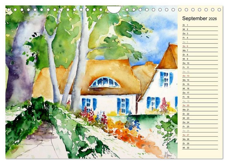 Produktbild: Aquarelle - Fischland-Dar&szlig; (Wandkalender 2026 DIN A4 quer), CALVENDO Monatskalender