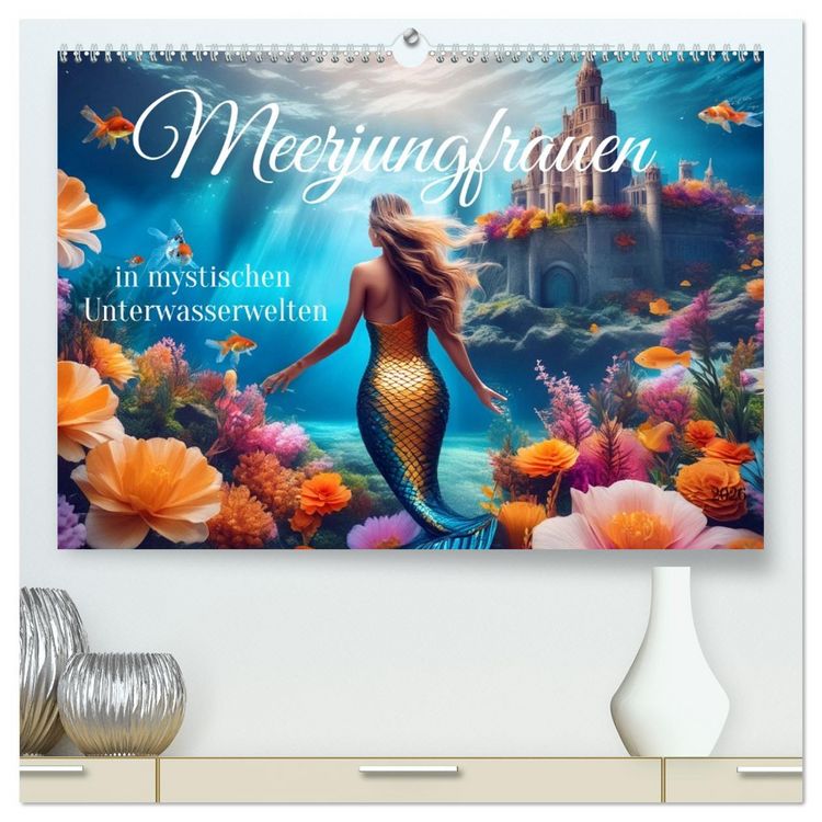Produktbild: Meerjungfrauen in mystischen Unterwasserwelten (hochwertiger Premium Wandkalender 2026 DIN A2 quer), Kunstdruck in Hochglanz
