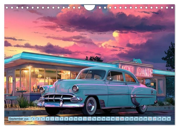Produktbild: Amerikas rollende Legenden &ndash; Retro-Design trifft Nostalgie (Wandkalender 2026 DIN A4 quer), CALVENDO Monatskalender