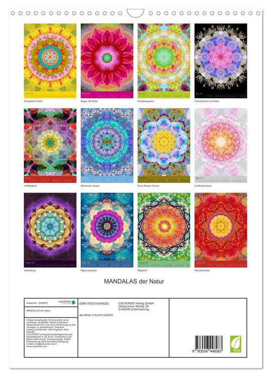 Produktbild: MANDALAS der Natur (Wandkalender 2026 DIN A3 hoch), CALVENDO Monatskalender