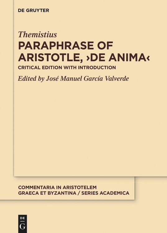Produktbild: Paraphrase of Aristotle, >De anima<