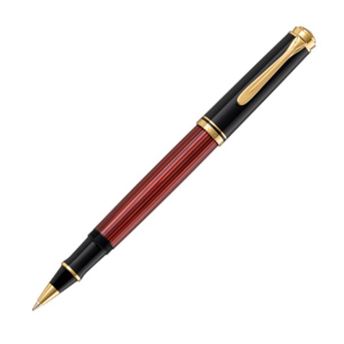Produktbild: Pelikan Tintenroller Souverän® R400, 24-Karat vergoldete Zierelemente, Schwarz-Rot