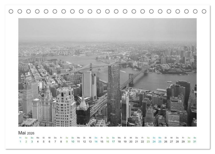 Produktbild: New York in schwarz weiss (Tischkalender 2026 DIN A5 quer), CALVENDO Monatskalender