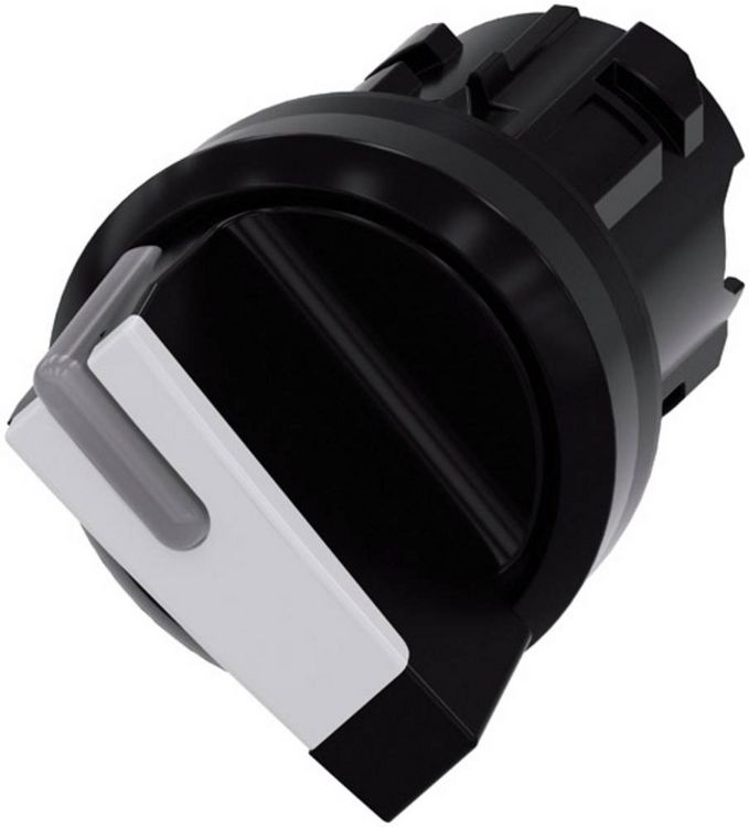 Produktbild: Siemens 3SU10022BF600AA0 3SU1002-2BF60-0AA0 Knebelschalter Frontring Kunststoff Schwarz, Wei&szlig; 1 x 90 &deg; 1 St.